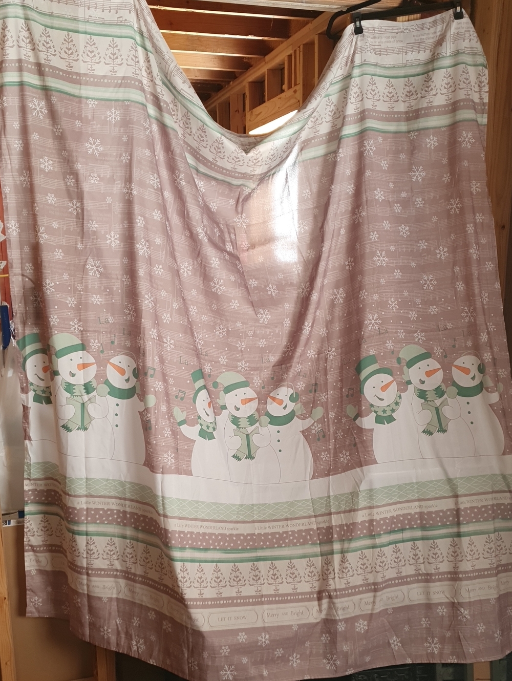Snowman Holiday Christmas Shower Curtain - Brown And Green